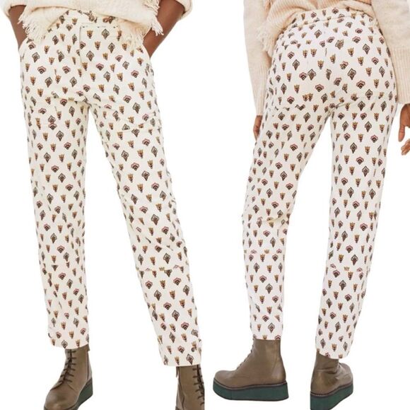 NWT Anthropologie Fleurette Printed Corduroy Straight Leg Pants Size 8 - Picture 1 of 12